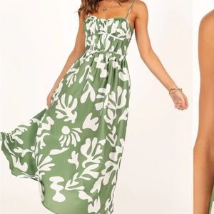 Petal & Pup Green and White Floral Midi Dress